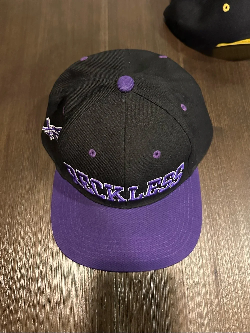 2 -Young & Reckless Block Letter Snapback Hats - Black/Yellow & Black/Purple
